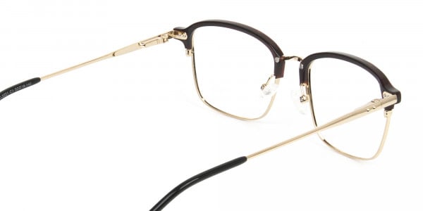 Rectangular & Browline Gold and Brown Frame Glasses - 5