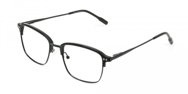 Retro Black Clubmaster Glasses in Rectangular - 3