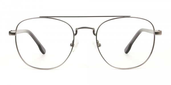 Gunmetal Dark Grey Aviator Wayfarer Glasses - 1