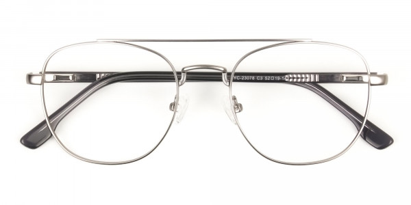 Gunmetal Dark Grey Aviator Wayfarer Glasses - 6