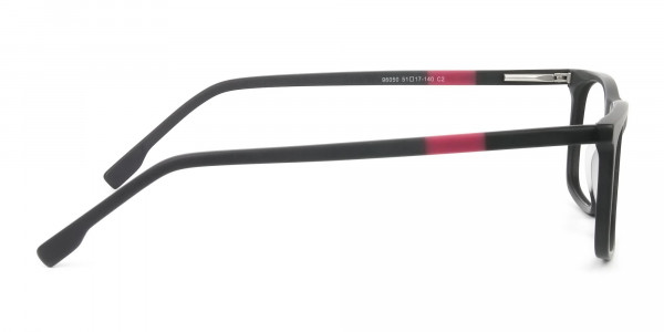 Matte Black & Red Acetate Spectacles - 4