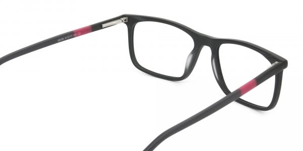 Matte Black & Red Acetate Spectacles - 5