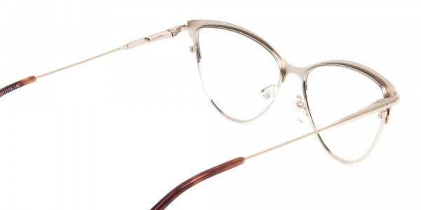 Burgundy Red and Gold Metal Cat Eye Glasses - 5