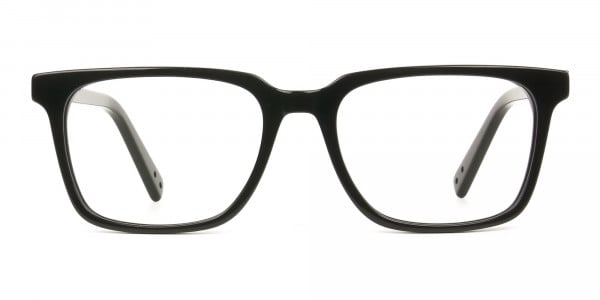 Handcrafted Black Thick Acetate Glasses in Rectangular - 1