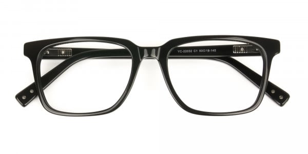 Handcrafted Black Thick Acetate Glasses in Rectangular - 6