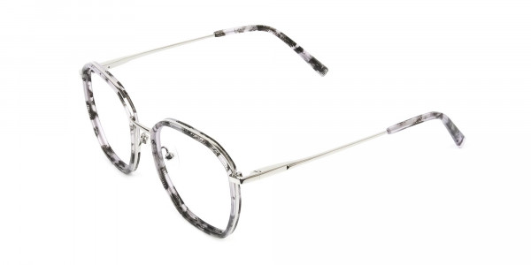 Octagon Glasses in Grey Lilac Tortoise with Silver Temple - 3 