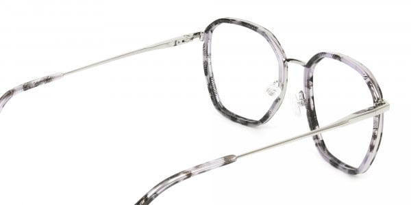 Octagon Glasses in Grey Lilac Tortoise with Silver Temple- 5