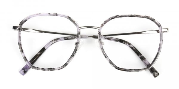Octagon Glasses in Grey Lilac Tortoise with Silver Temple - 7