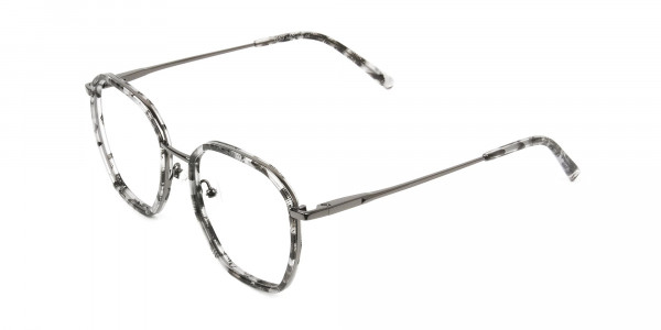 Gunmetal Grey Tortoiseshell Octagon Glasses - 3