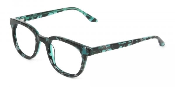 Hipster Tortoise Turquoise Green Wayfarer Frame Glasses - 3