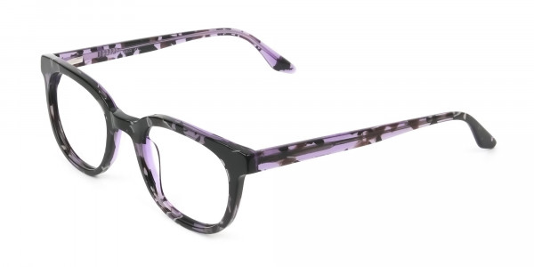 Hipster Thick Frame Tortoise Pastel Purple Glasses For Women - 3