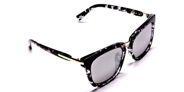Black and White Oversized Wayfarer Sunglasses - 1