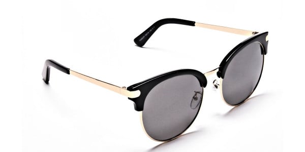 Gold Browline Sunglasses, Gold Eyeglasses - 1