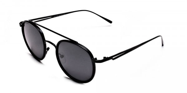 Black Round Metal Sunglasses - 2