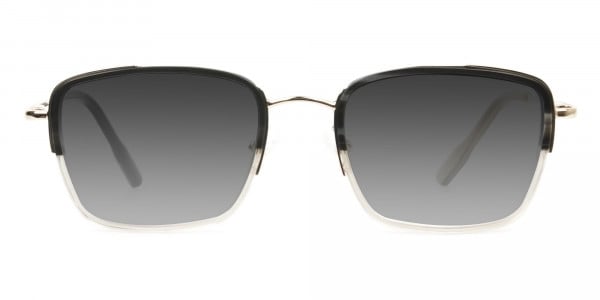 Grey Tinted Gold & Grey Square Wayfarer Sunglasses - 1