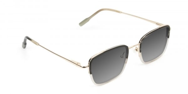 Grey Tinted Gold & Grey Square Wayfarer Sunglasses - 2