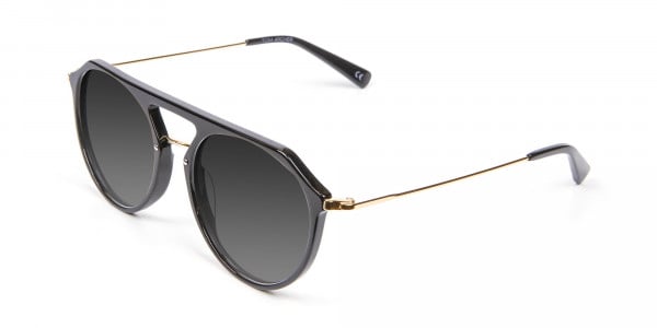 Black & Gold Double-Bridged Sunglasses-3