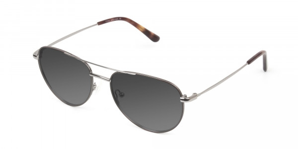 Grey Tinted Brown Gunmetal Aviator Sunglasses - 3