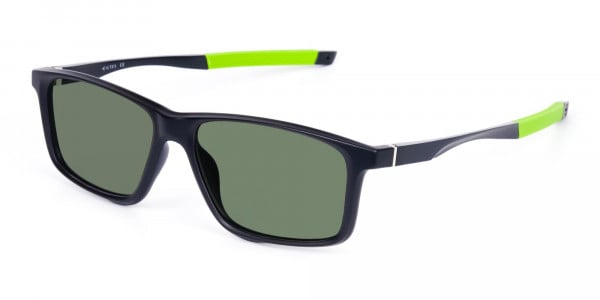 Black and Green Rectangle photochromic sunglasses cycling -3