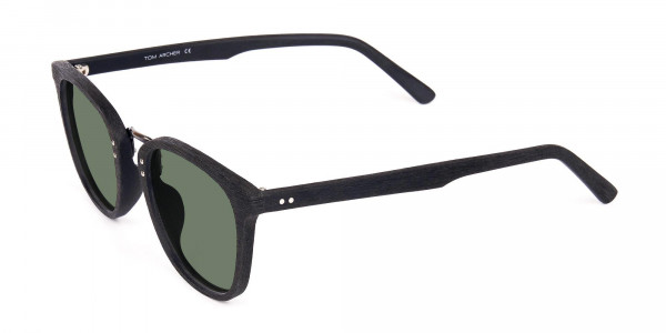 Green-Tint-Square-Shape-Black-Wooden-Sunglasses-3