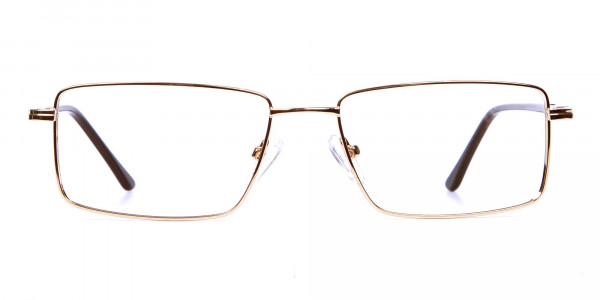 Rectangular Eyeglasses in Gold, Eyeglasses - 1