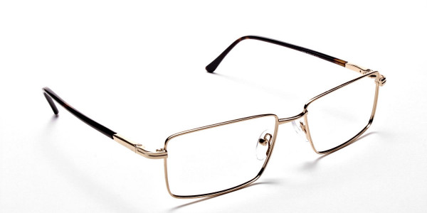 Rectangular Eyeglasses in Gold, Eyeglasses - 2