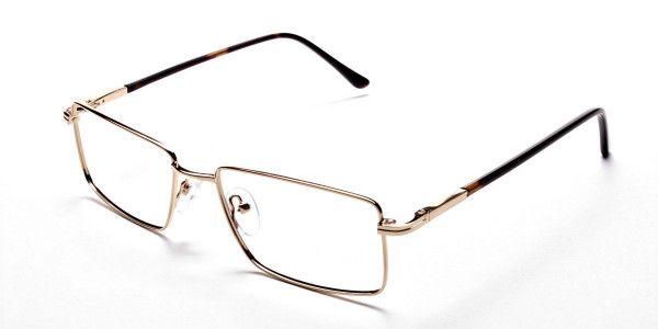Rectangular Eyeglasses in Gold, Eyeglasses - 3