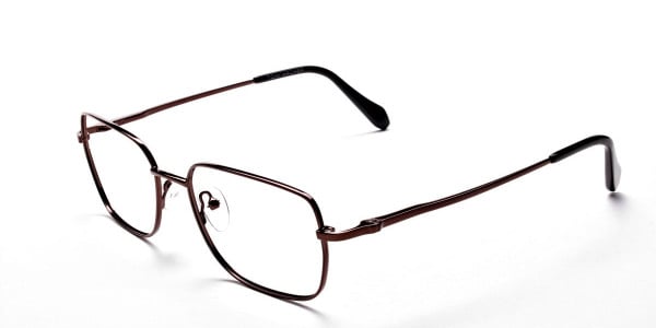 Rectangular Eyeglasses in Brown, Eyeglasses - 3