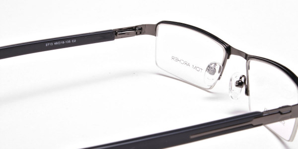 Gunmetal Rectangular Glasses, Eyeglasses -5