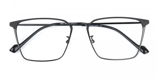 Black Wayfarer Glasses in Lightweight Metal -6