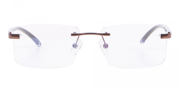 Brown Rectangular Rimless Glasses with Pattern-1