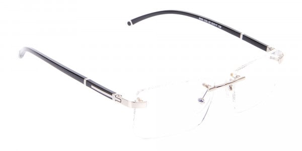Silver Rectangular Rimless Glasses, Online UK-2