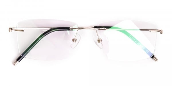 silver rectangular rimless titanium glasses frames-6