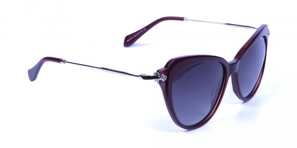 Red Sunglasses Cat Eye  with Silver Temple -1