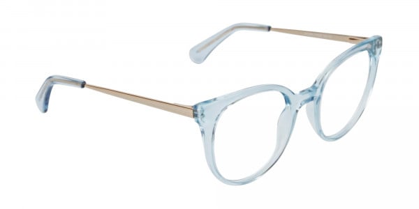 Blue Round Cat-Eye Glasses Gold Temple-2