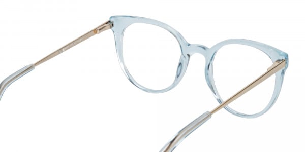 Blue Round Cat-Eye Glasses Gold Temple-5