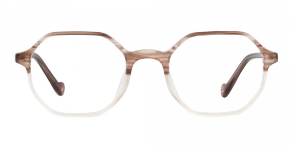 Stripe Brown & Nude Octagonal Glasses-1
