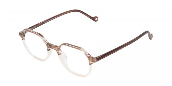 Stripe Brown & Nude Octagonal Glasses-3