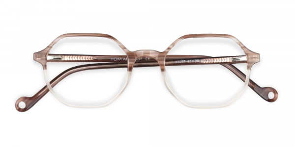Stripe Brown & Nude Octagonal Glasses-5