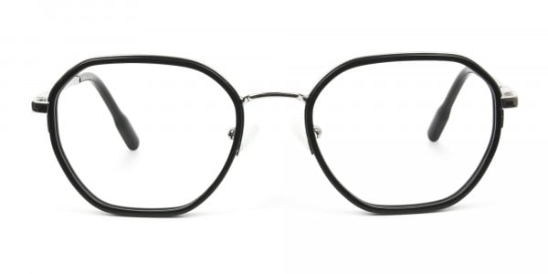 Wayfarer Black and Silver Geometric Glasses - 1