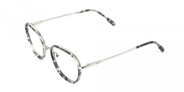 Black Grey Tortoise Geometric Glasses - 3