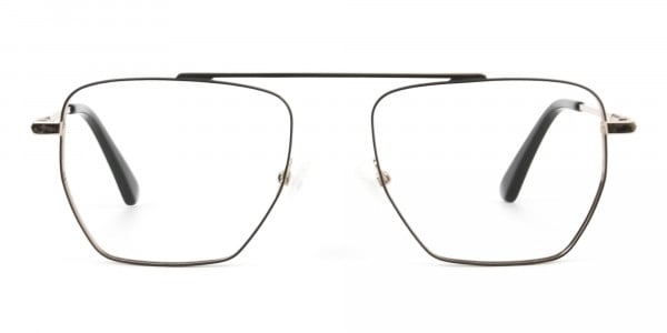 Black  and Gold Aviator  Wire Frame Glasses Men Women - 1