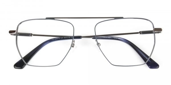 Silver and Royal Blue Wire Frame Glasses Men Women - 6