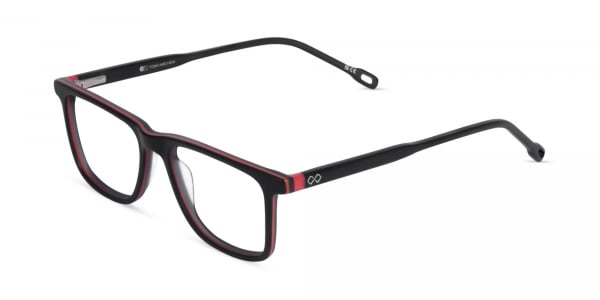 Matte Black Rectangular Acetate Full Rim Eyeglasses-1