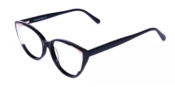Black and Translucent Cat Eye Glasses Frame