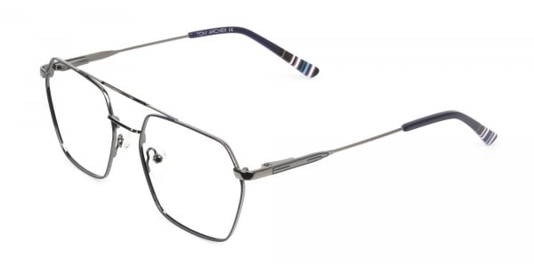 Dark Navy & Gunmetal Thin Metal Glasses  
