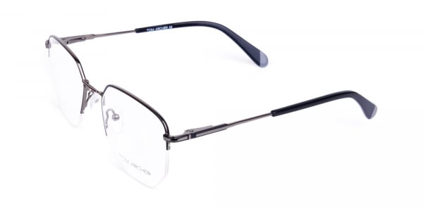 Black Gunmetal Geometric Aviator Glasses