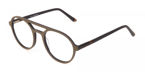 Oak Brown and Tortoise Designer Round Eyeglasses