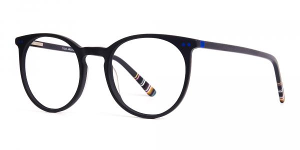 matte black indigo blue designer round glasses frames