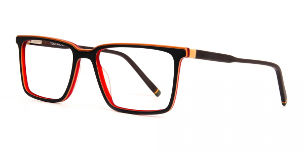 black and orange rectangular full rim glasses frames